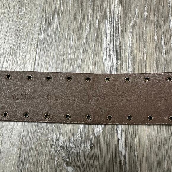 Brown Leather Belt with Stone Studded Buckle - Picture 5 of 6